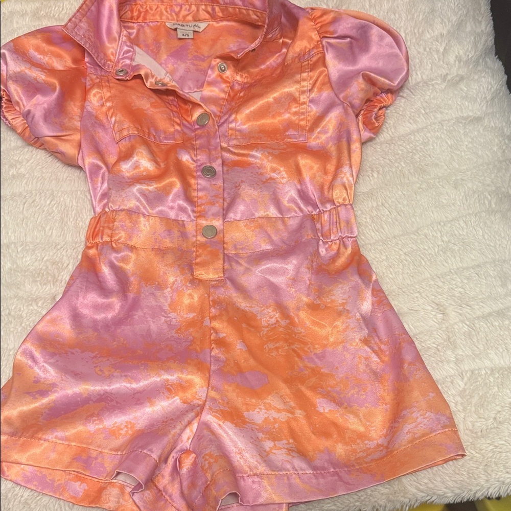 HAVITUAL KIDS Kids Satin Romper in Pink and Orange